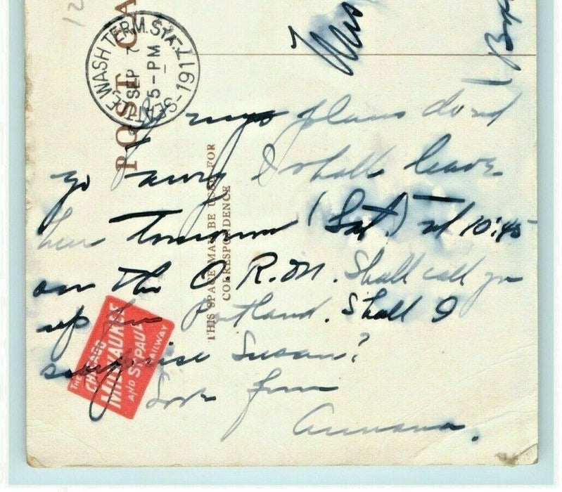1917 The Olympian Chicago Milwaukee Railway Seattle Rainier Park Posted Postcard