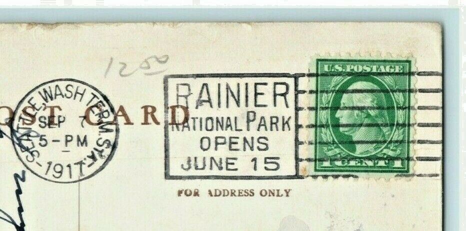 1917 The Olympian Chicago Milwaukee Railway Seattle Rainier Park Posted Postcard