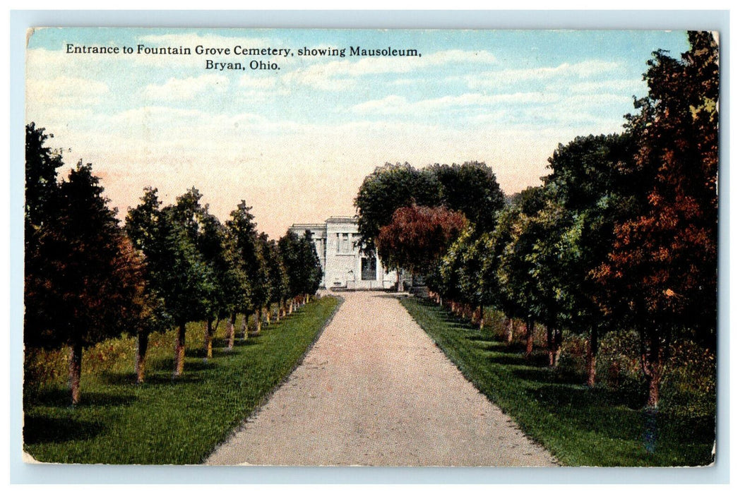 1919 Marathon Wisconsin WI Fountain Grove Cemetery, Bryan Ohio OH Postcard