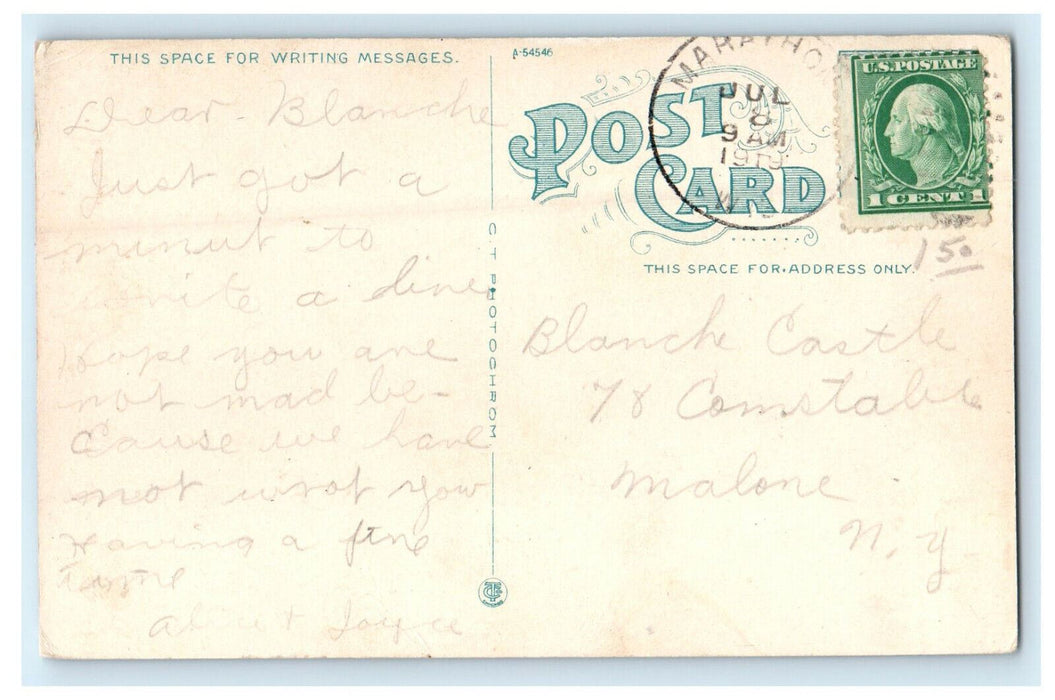 1919 Marathon Wisconsin WI Fountain Grove Cemetery, Bryan Ohio OH Postcard
