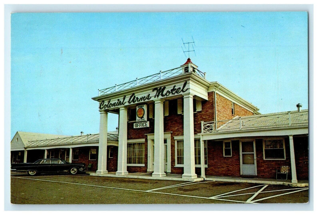 Colonial Arms Motel Car Penns Grove New Jersey NJ Vintage Postcard