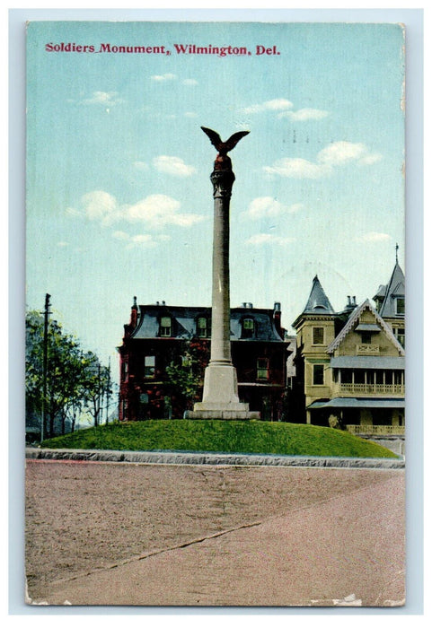1912 View Of Soldiers Monument Wilmington Delaware DE Posted Antique Postcard