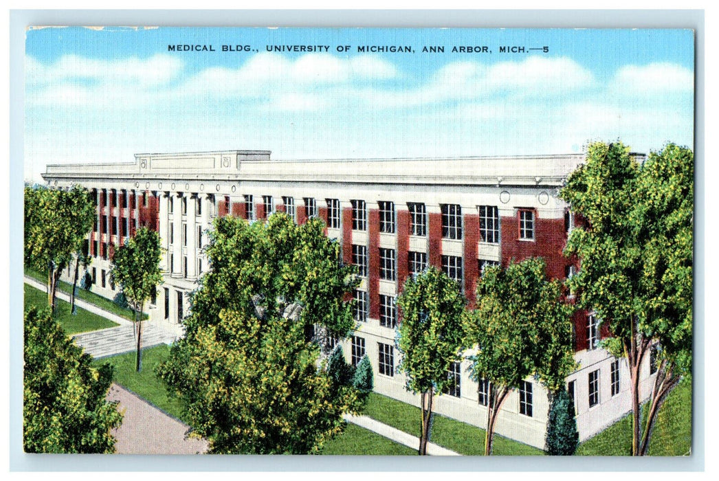 c1940s Medical Building, University of Michigan Ann Arbor, Michigan MI Postcard