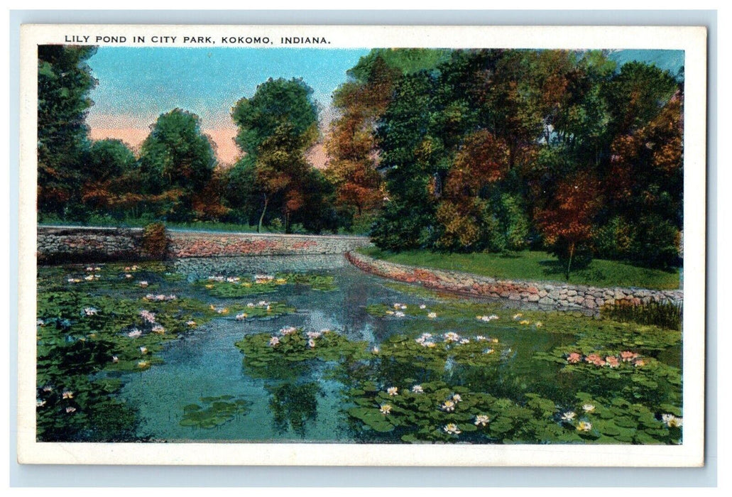 c1930's View Of Lily Pond In City Park Kokomo Indiana IN Vintage Postcard