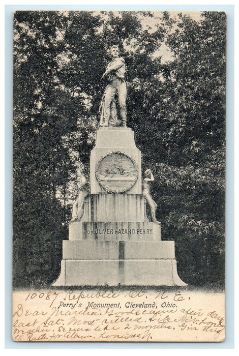 1907 Oliver Hazard Perry Monument, Cleveland Ohio OH Antique Posted Postcard