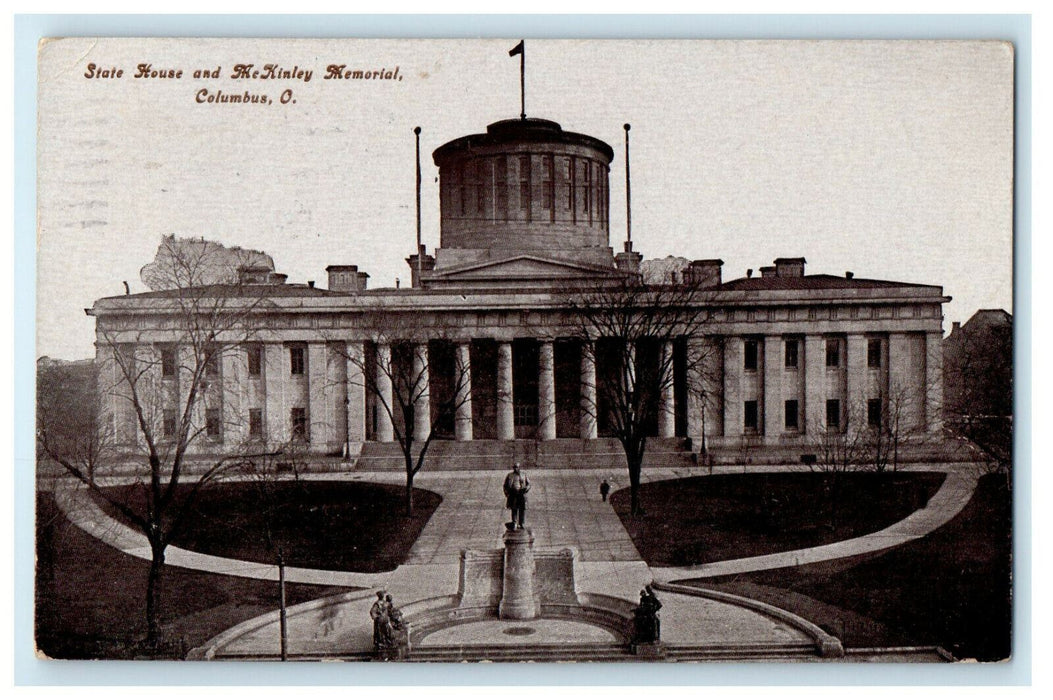 1910 State House and McKinley Memorial, Columbus Ohio OH Posted Postcard