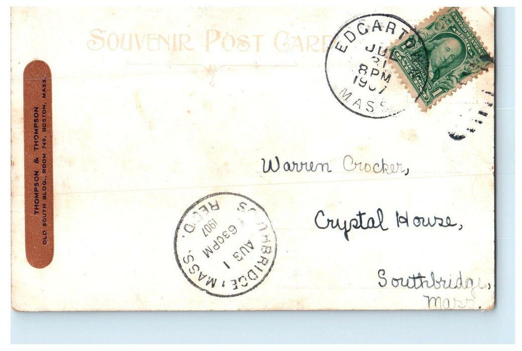 1907 Soldier's Monument and Park, Edgartown Massachusetts MA Posted Postcard