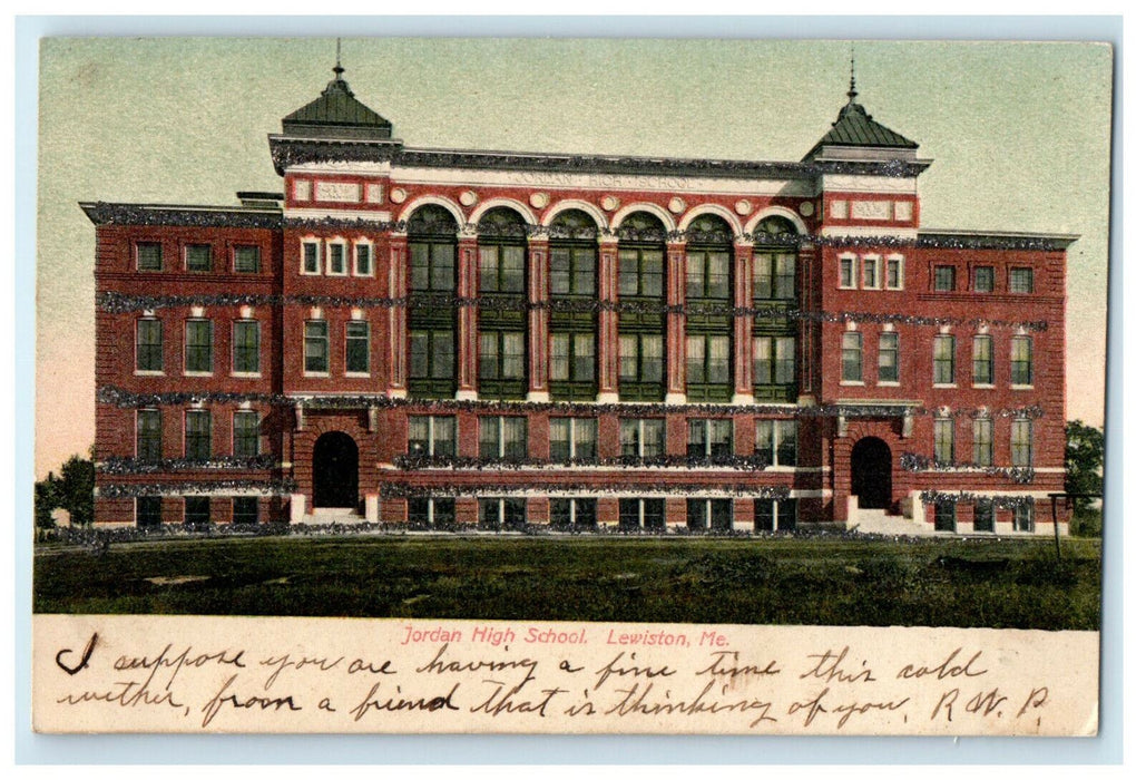 1906 Ogdensburg NY Jordan High School Lewiston Maine ME Posted Antique Postcard