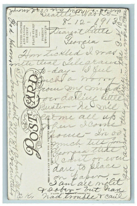 1913 Seattle Passenger Station Washington WA Posted Antique Postcard