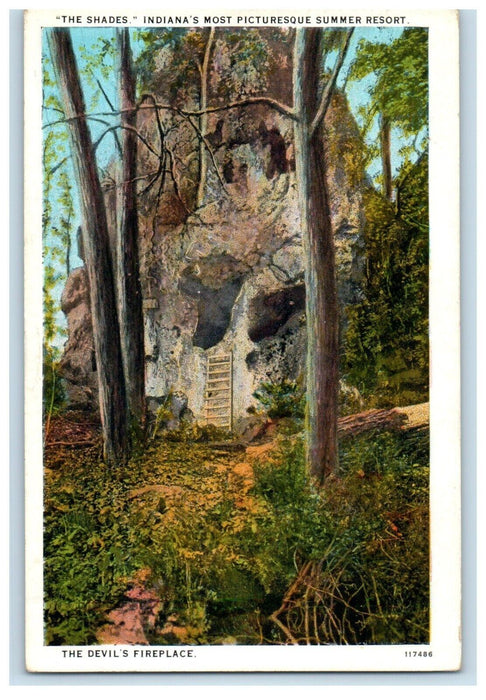 1936 The Devil's Fireplace Shades Summer Resort Crown Point Indiana IN Postcard