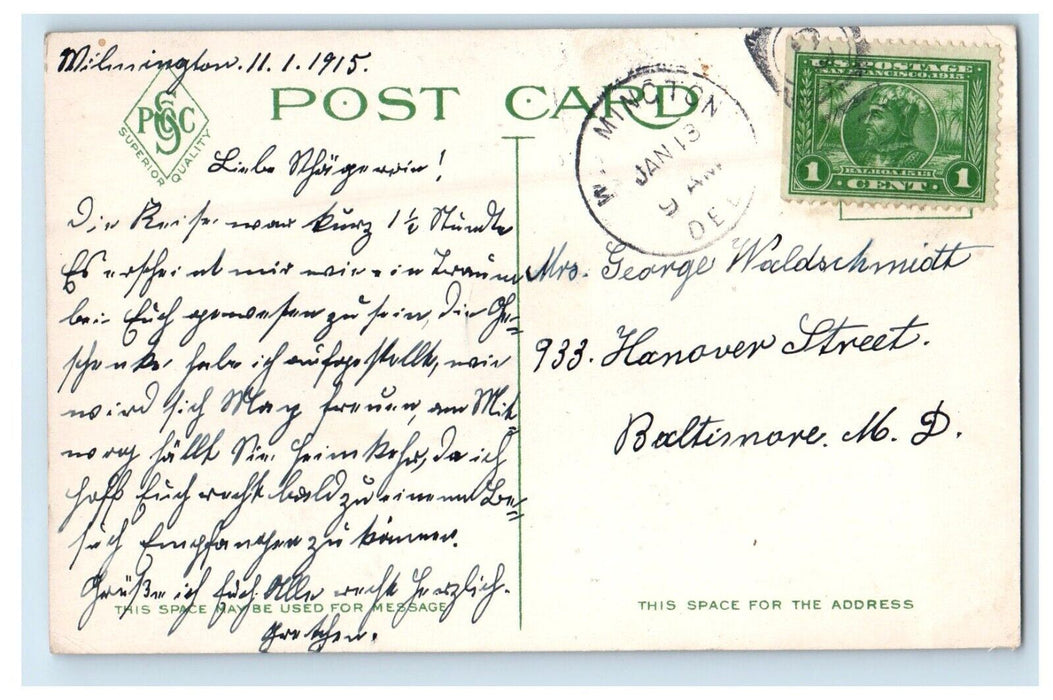 1915 Van Buren Street Bridge Brandywine Park Wilmington Delaware DE Postcard