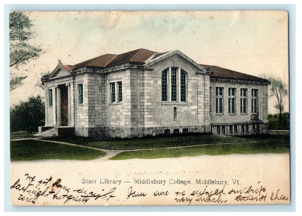 1907 Starr Library Middlebury College, Middlebury Vermont VT Bristol VT Postcard