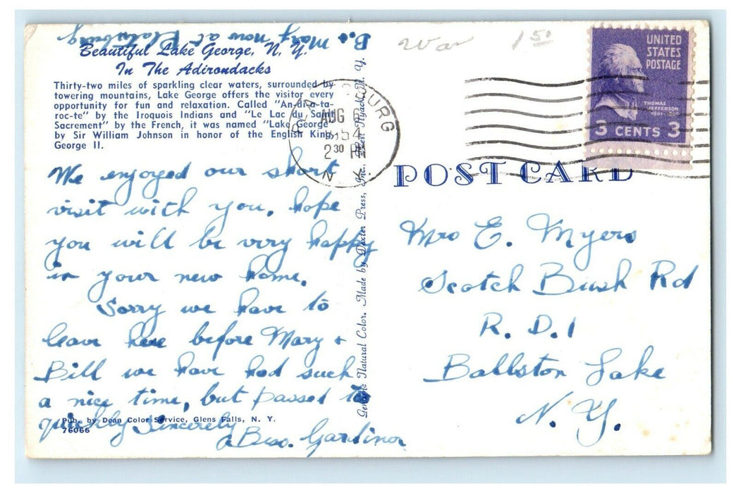 1954 Greetings From Lake George New York NY Multiview Postcard