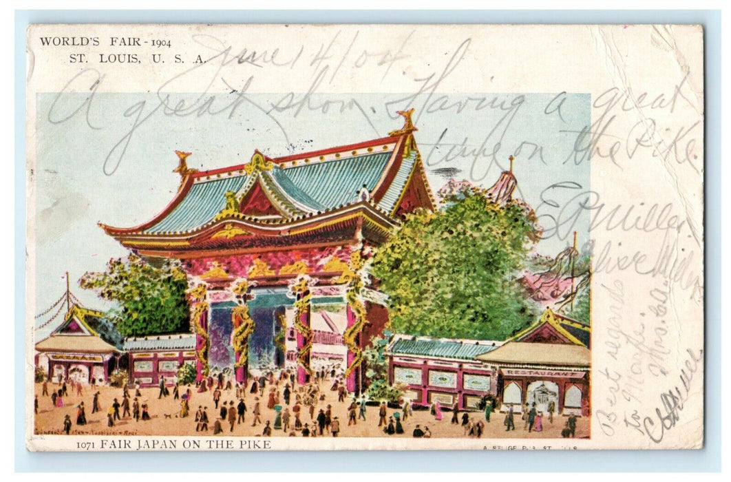 1904 Japan on the Pike St. Louis World's Fair Postmark Posted Antique Postcard