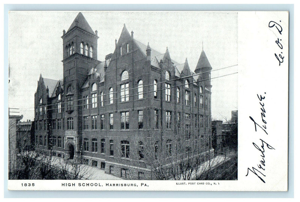 c1905s High School, Harrisburg Pennsylvania PA Posted Antique Postcard