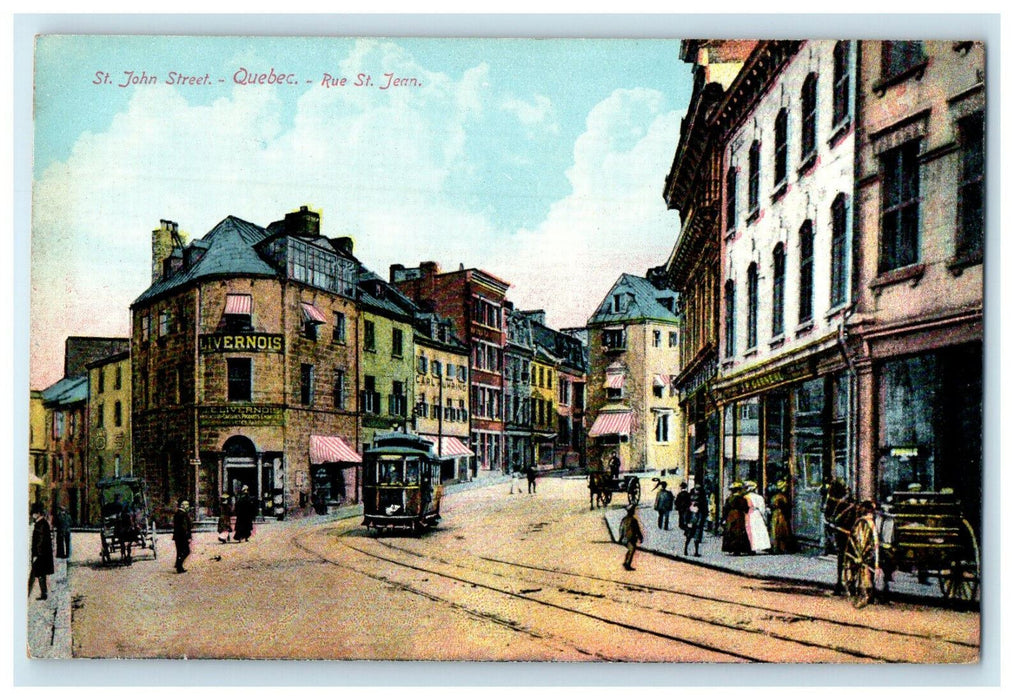 c1910s St John Street Rue St. Jean Quebec Canada CA Foreign Postcard