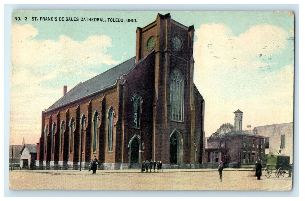 1913 St. Francis De Sales Cathedral, Toledo Ohio Posted Cancel Postcard