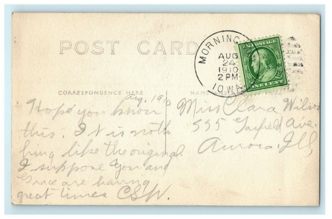 1910 Personal Portrait Morning Sun Iowa IA RPPC Photo Antique Postcard