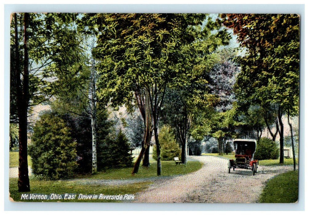 1908 East Drive in Riverside Park, Mt Vernon Ohio OH Antique Posted Postcard