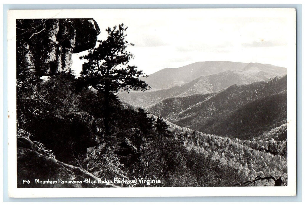 1950 Mountain Panorama Blue Ridge Parkway Virginia VA RPPC Photo Postcard