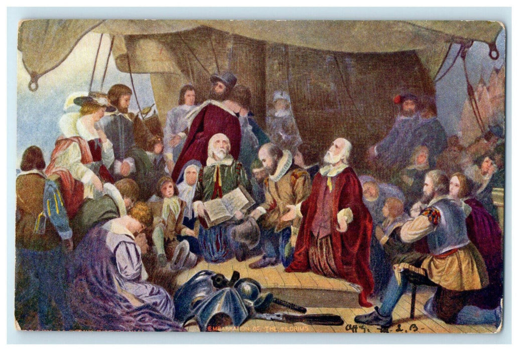 c1905s Embarkation of the Pilgrims Painting Washington DC Posted Postcard