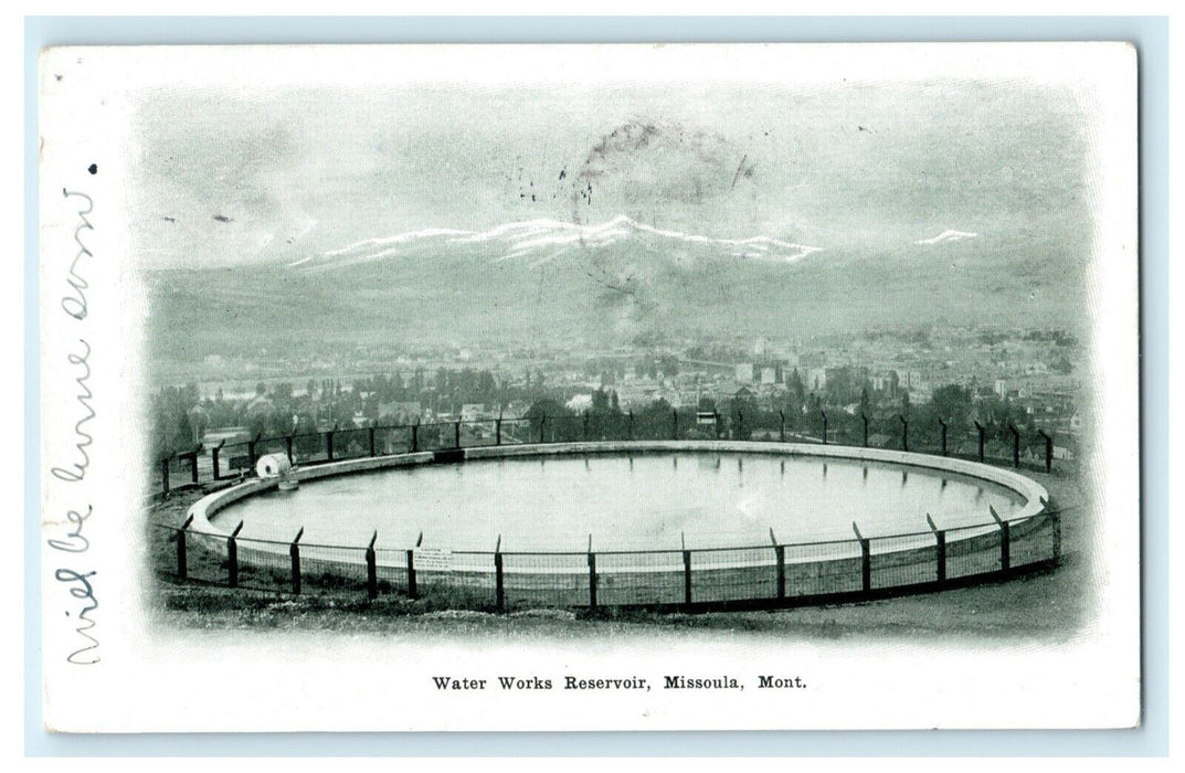 1906 Water Works Reservoir Missoula Montana MT Anaconda Antique Postcard