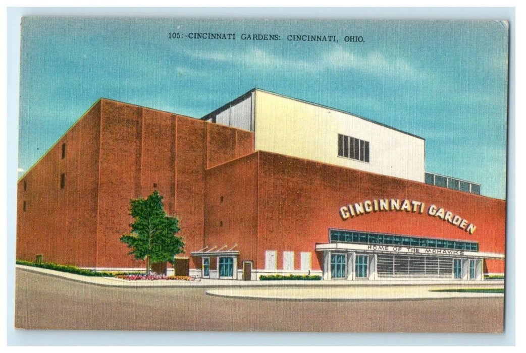 c1940's Cincinnati Gardens, Cincinnati Ohio OH Home Of The Mohawks Postcard