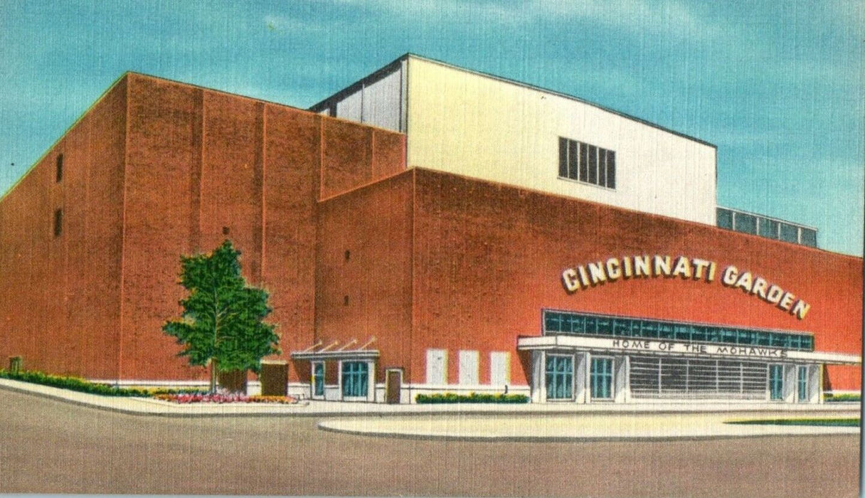 c1940's Cincinnati Gardens, Cincinnati Ohio OH Home Of The Mohawks Postcard