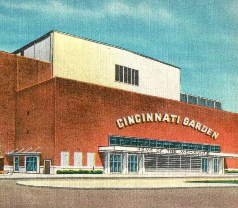 c1940's Cincinnati Gardens, Cincinnati Ohio OH Home Of The Mohawks Postcard