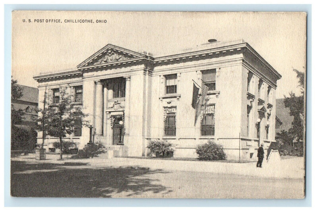 c1940's View Of U.S Post Office Building Chillicothe Ohio OH Vintage Postcard