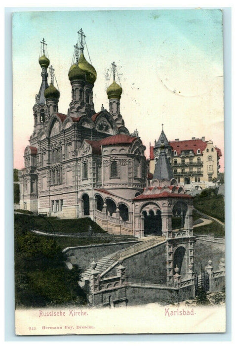 1905 Russische Kirche Karlsbad Germany Posted Antique Postcard