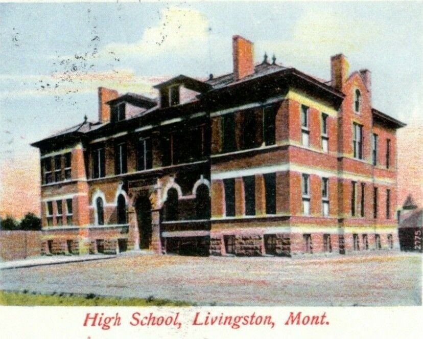 c1910 High School Livingston Montana MT Unposted Antique Postcard