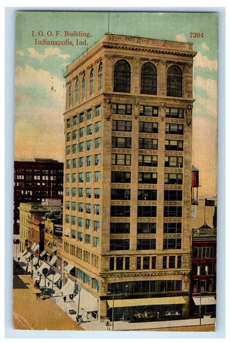 1916 I.O.O.F. Building Street View Indianapolis Indiana IN Vintage Postcard