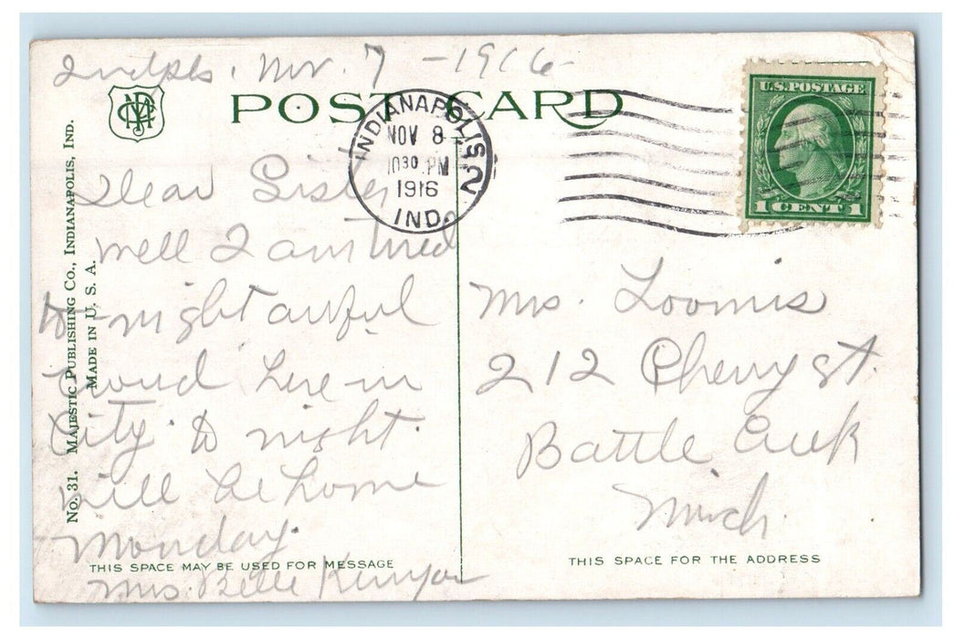 1916 I.O.O.F. Building Street View Indianapolis Indiana IN Vintage Postcard