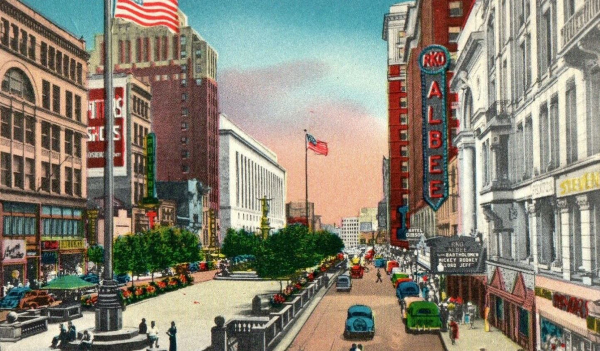 c1940's Fountain And Government Squares Cincinnati Ohio OH Vintage Postcard