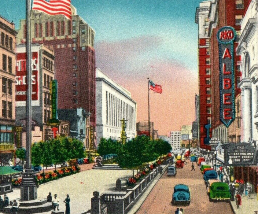 c1940's Fountain And Government Squares Cincinnati Ohio OH Vintage Postcard