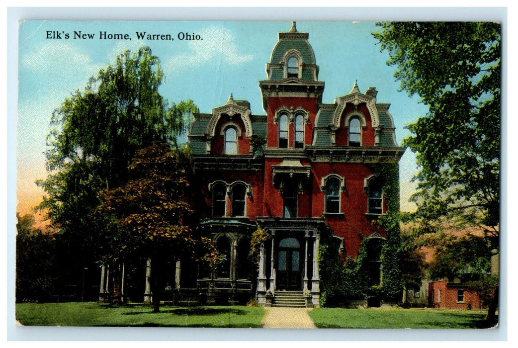 1920 Elks New Home, Warren, Ohio OH Posted Antique Postcard