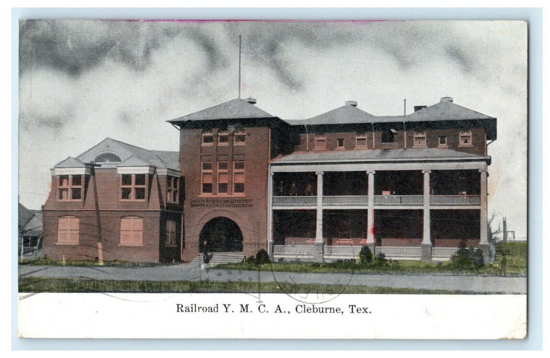 1908 Railroad YMCA Cleburne Texas TX Posted Antique Postcard