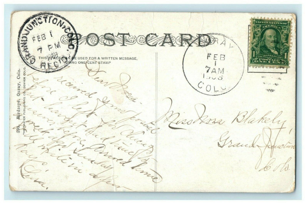 1908 Ouray Bird's Eye View Colorado CO Grand Junction Postcard