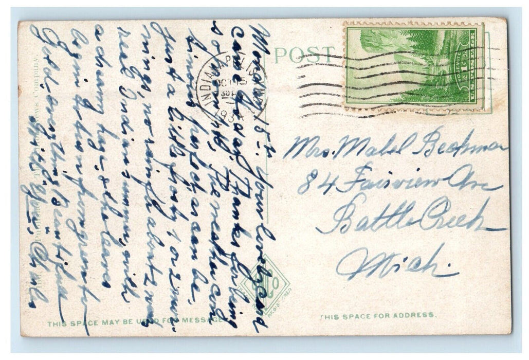1934 View Of Buckingham Flats Building Indianapolis Indiana IN Vintage Postcard