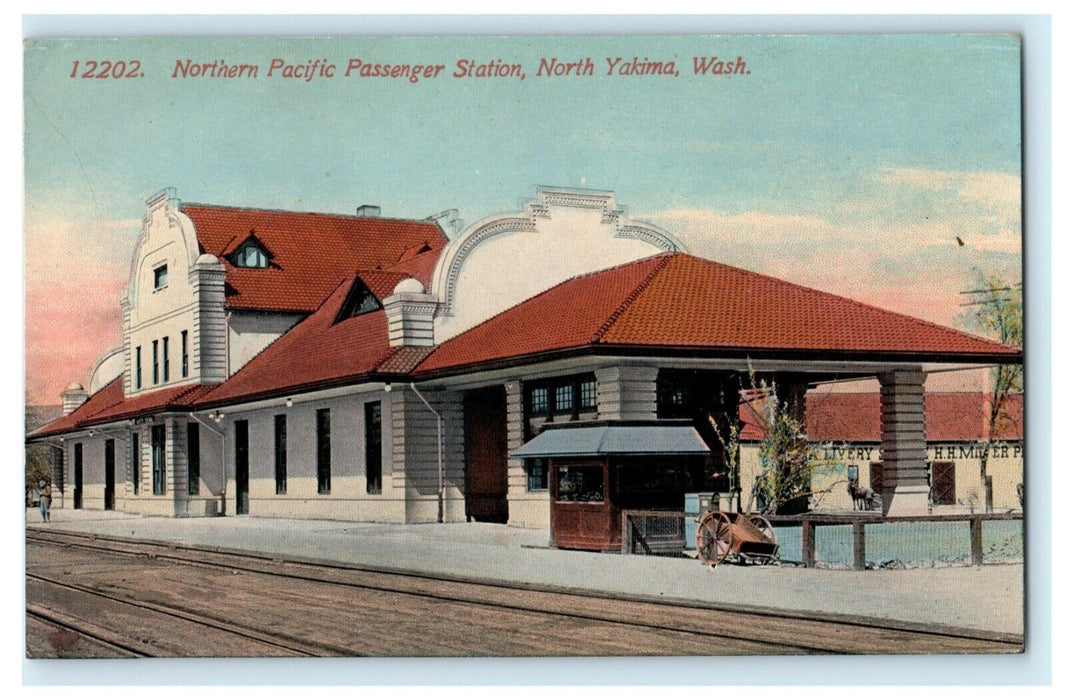 c1910 Northern Pacific Passenger Station Yakima Washington WA Antique Postcard