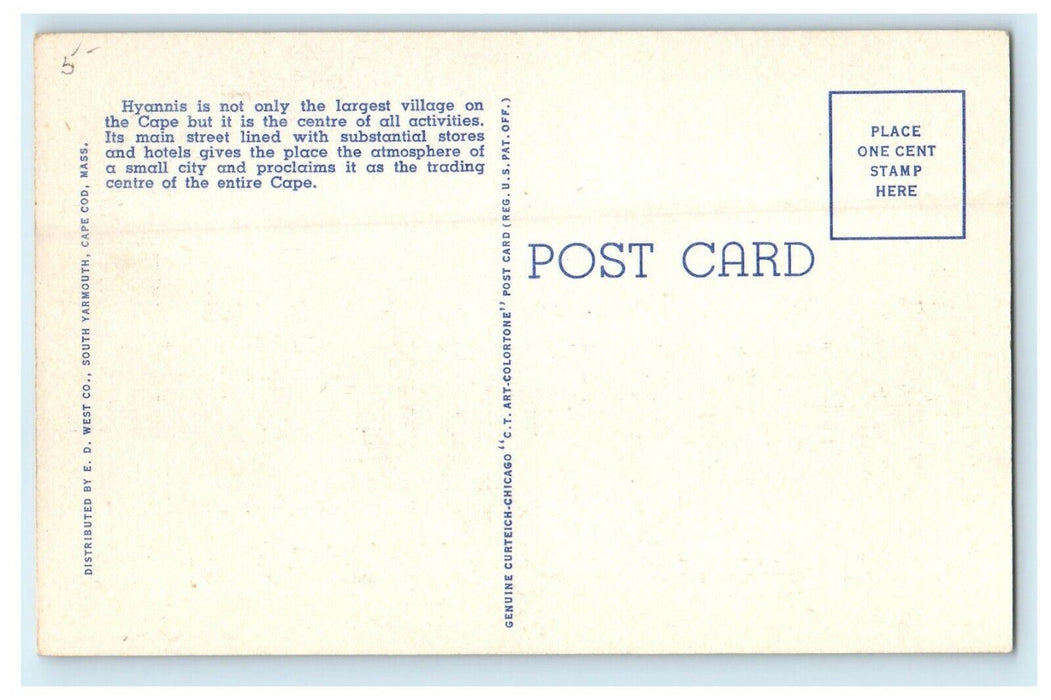 c1946 Main Street Hyannis Cape Cod Massachusetts MA Vintage Postcard