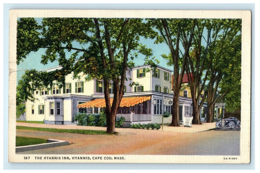 c1936 Vintage Car in The Hyannis Inn, Hyannis Massachusetts MA Postcard