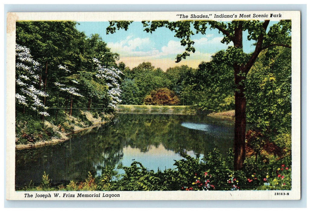 c1910s The Joseph W Frisz Memorial Lagoon The Shades Indiana Park Postcard