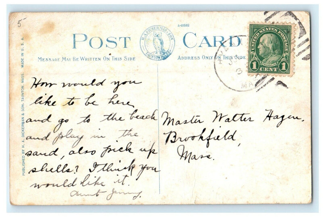 c1913 Main Street Hyannis, Massachusetts MA Antique Posted Postcard
