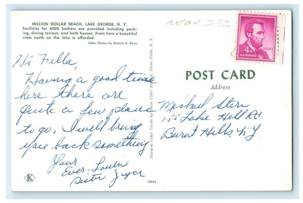 c1950's View Of Million Dollar Beach House Boat Lake George New York NY Postcard