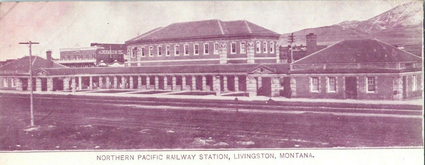 c1905 N.P. Depot Livingston Station Montana MT Unposted Antique Postcard