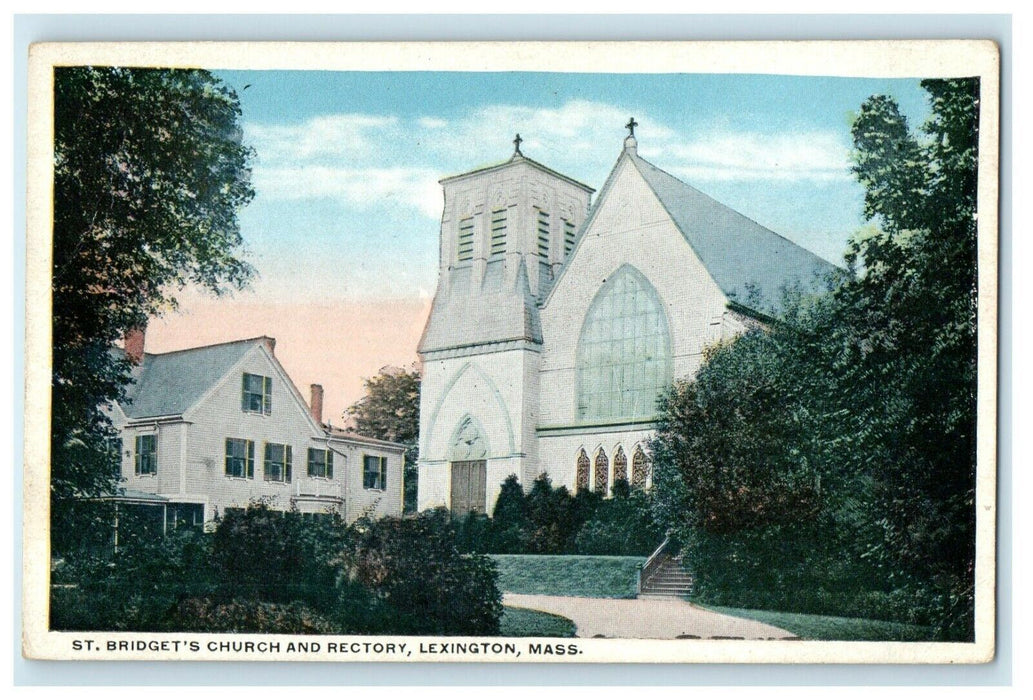 Entrance Of St. Bridget's Church And Rectory Lexington Massachusetts MA Postcard