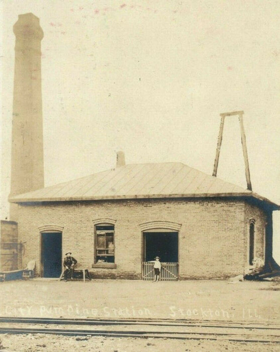 City Pumping Station - Stockton Illinois c1915 RPPC Photo Postcard