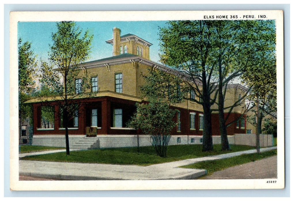 c1920s Elks Home 365 Peru Indiana IN Unposted City News co. Postcard